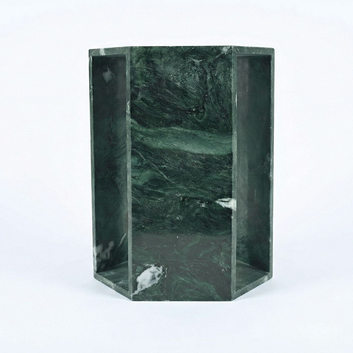 Modern Minimalist Hexagon Side Table with Honed Marble Finish - Gold, White, Pink, Dark Green, Dark Gray