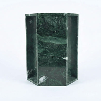 Modern Minimalist Hexagon Side Table with Honed Marble Finish - Gold, White, Pink, Dark Green, Dark Gray