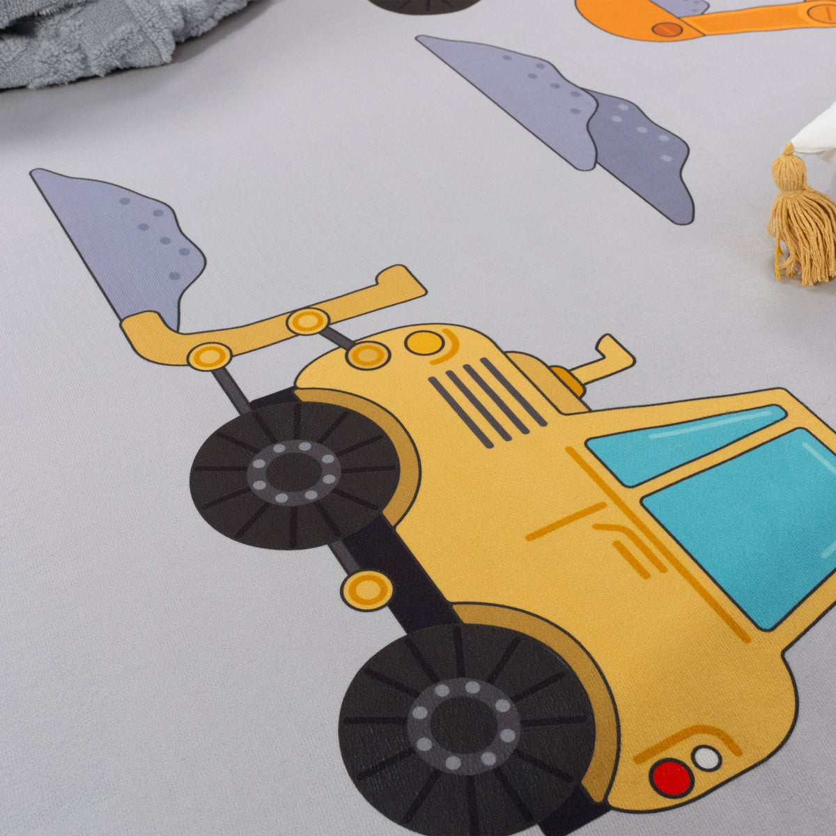 Kids Play-Mat Bob Construction Site with Trucks &amp; Cranes in Grey