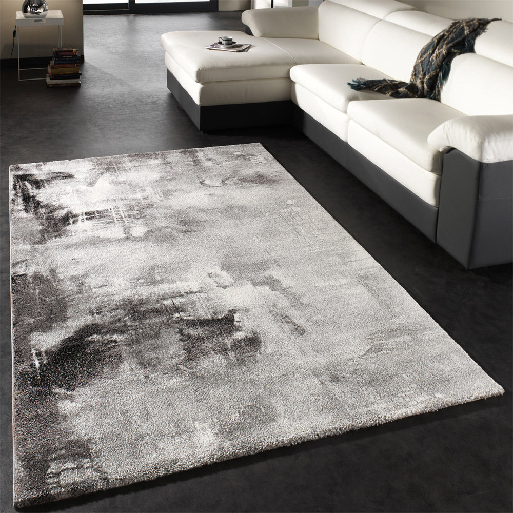 Modern Area Rug Canvas Artful Design in Grey