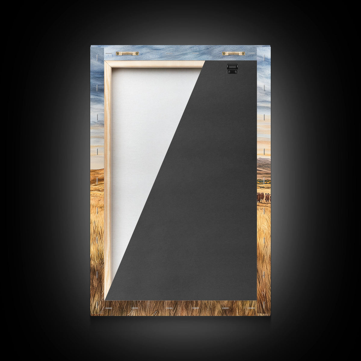 Cowboy &amp; Cattle Framed Canvas – Western Rustic Wall Art
