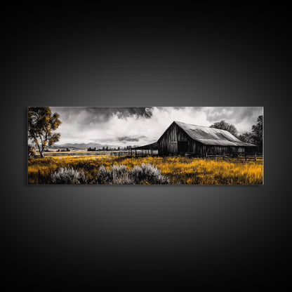 Western Ranch Barn Landscape – Rustic Farmhouse Canvas Art