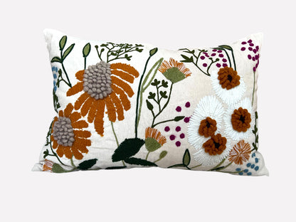 16" x 24" Oversized Floral Embroidered Throw Pillow Cover Sham