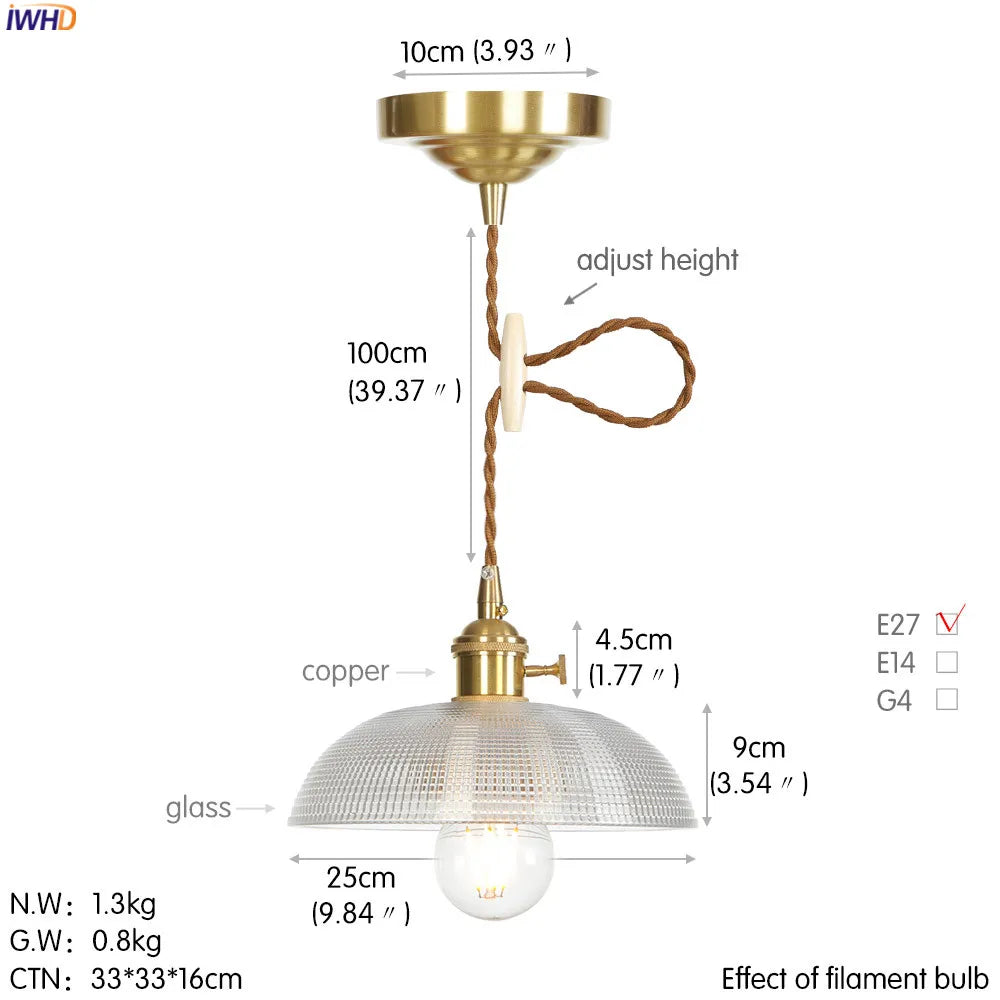 Nordic Copper Glass Pendant Light | Dining Room Lighting