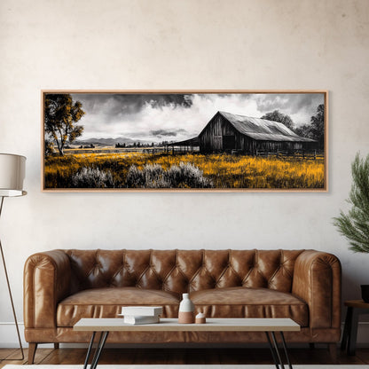 Western Ranch Barn Landscape – Rustic Farmhouse Canvas Art