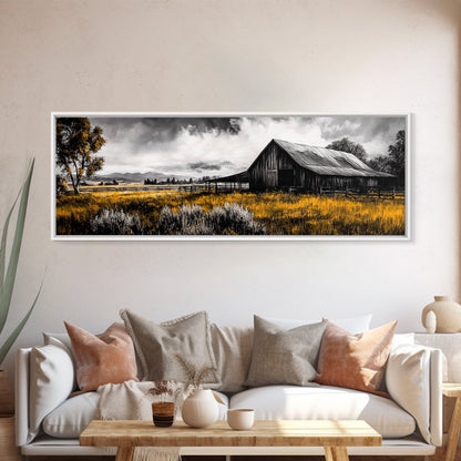 Western Ranch Barn Landscape – Rustic Farmhouse Canvas Art