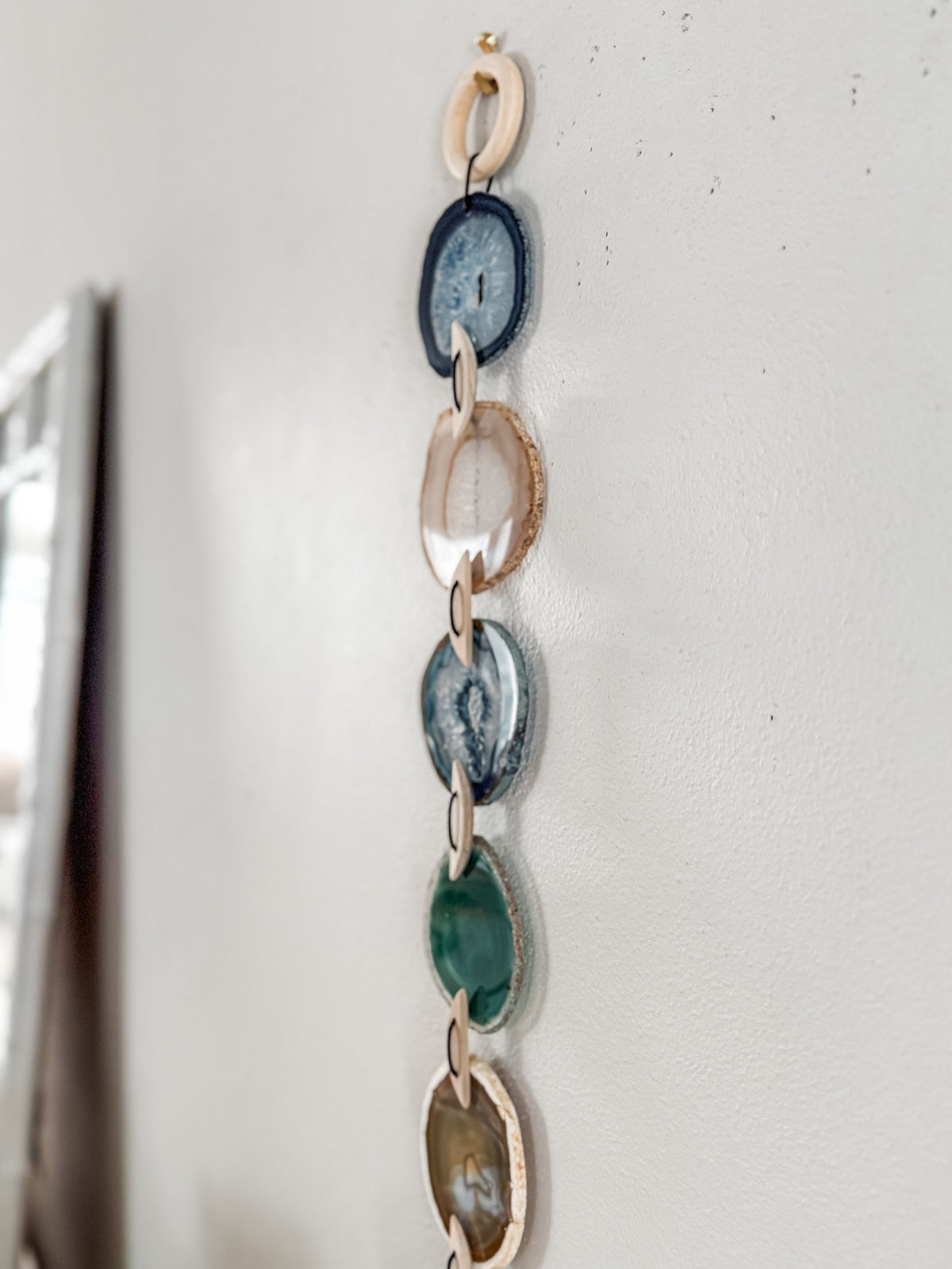 48" Coastal Calm Agate Wall Hanging – 11 Slice Handcrafted Natural Garland Wall Art