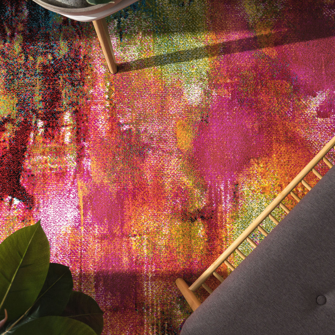 Colorful Area Rug Canvas Artful Design - Multicolor