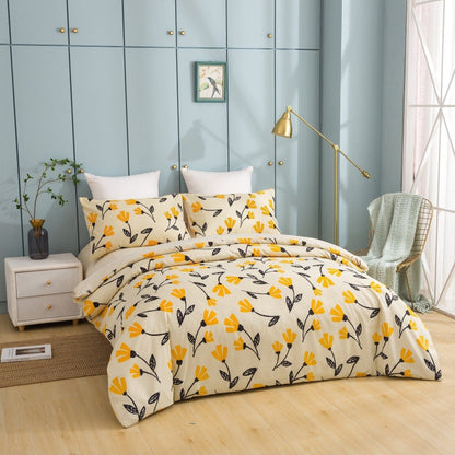DaDa Bedding Yellow Fleur Duvet Cover, Sheets &amp; Valance Set