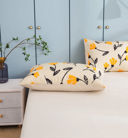 DaDa Bedding Yellow Fleur Duvet Cover, Sheets &amp; Valance Set