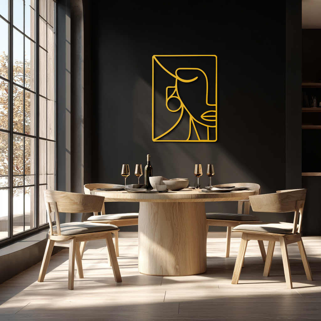 Abstract Face Metal Wall Art - Modern Minimalist Steel Decor - KAF063