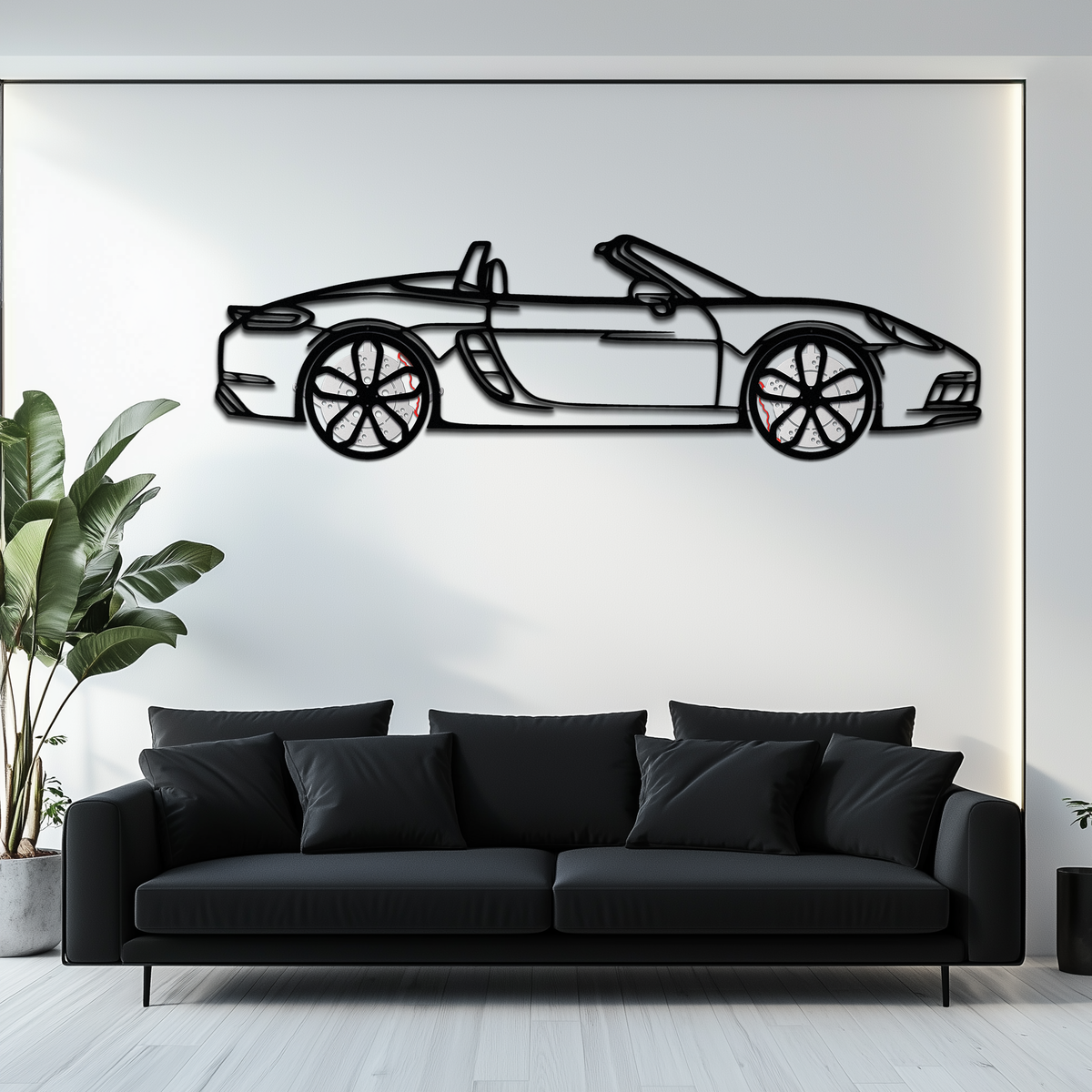 Porsche 718 Boxster GTS Metal Wall Art – Rotating Wheels – Luxury Car Silhouette Decor,KAFMEKA053