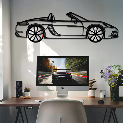 Porsche 718 Boxster GTS Metal Wall Art – Rotating Wheels – Luxury Car Silhouette Decor,KAFMEKA053