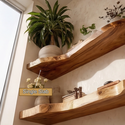 Kavion Live Edge Solid Wood Floating Shelf SPA486225