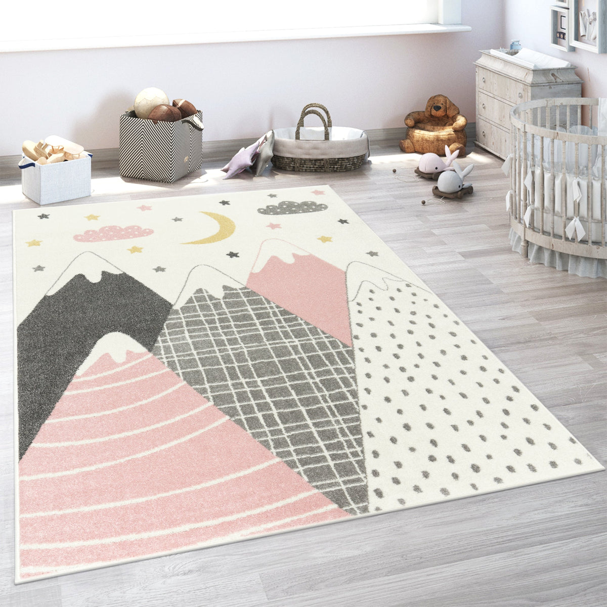 Kids Rug Nino Pastel Colored Mountains &amp; Dreamy Sky