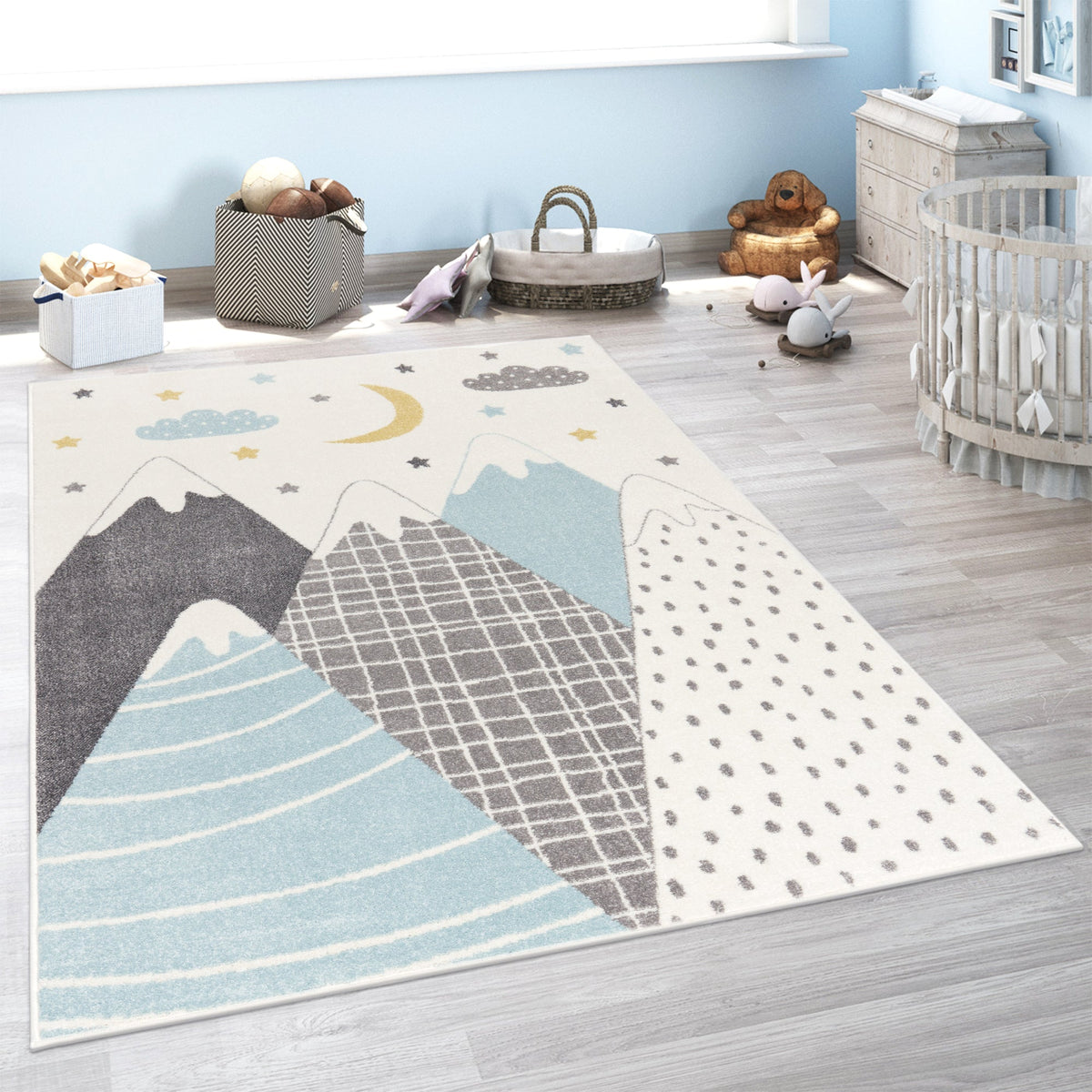 Kids Rug Nino Pastel Colored Mountains &amp; Dreamy Sky