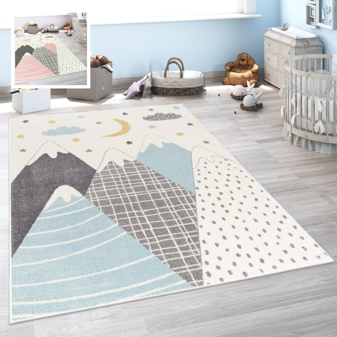 Kids Rug Nino Pastel Colored Mountains &amp; Dreamy Sky
