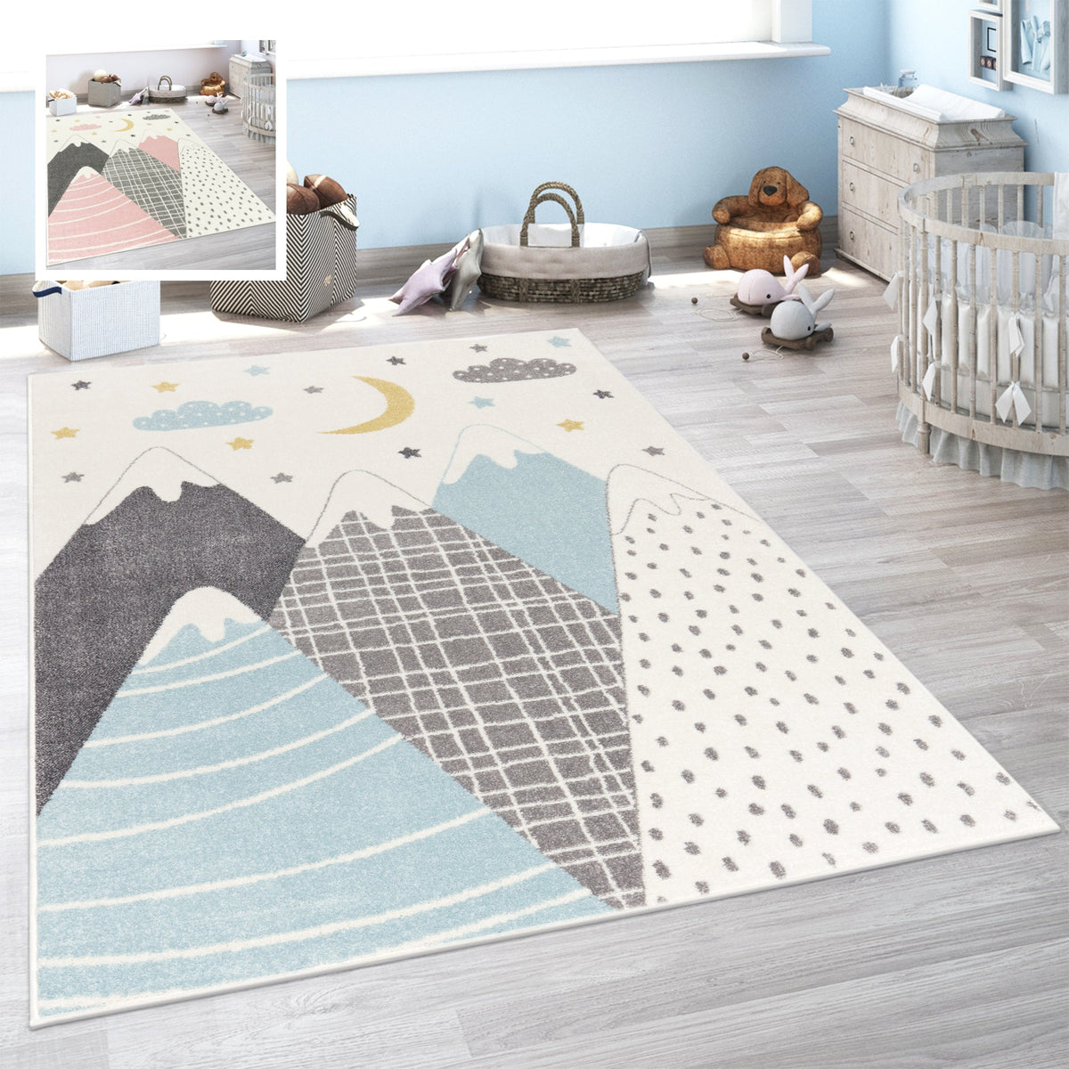 Kids Rug Nino Pastel Colored Mountains &amp; Dreamy Sky