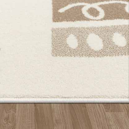 Kids Rug Nino with Rainbow and Hearts for Nursery in Beige Brown