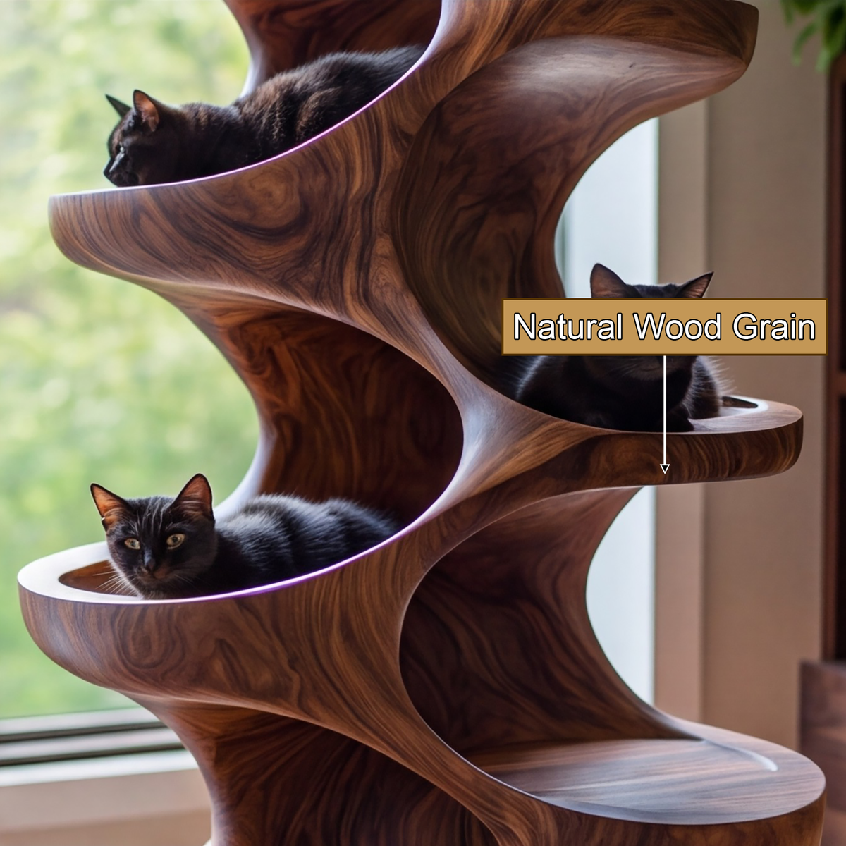 Virex Sculpted Solid Wood Tree-Inspired Cat Tree Shelf