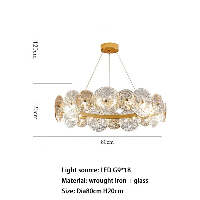 Sleek Glass Gold Chandelier | Modern Dining Room Lighting