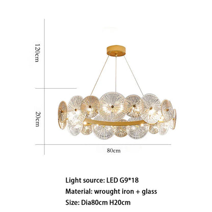 Sleek Glass Gold Chandelier | Modern Dining Room Lighting