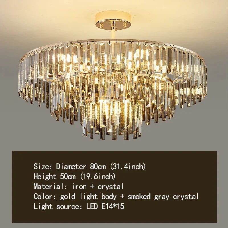 Elegant Modern Crystal Gold Chandelier | Bedroom Lighting