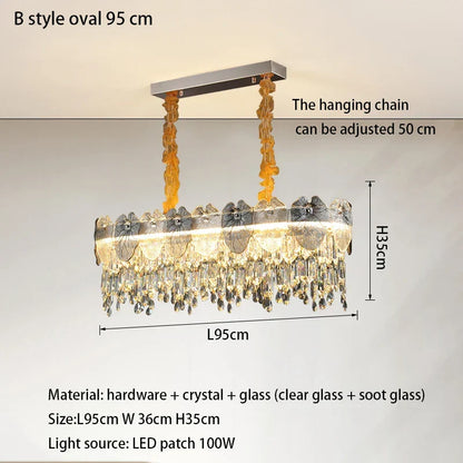 LED Modern Crystal Gold Chandelier | Kitchen Island Lighting