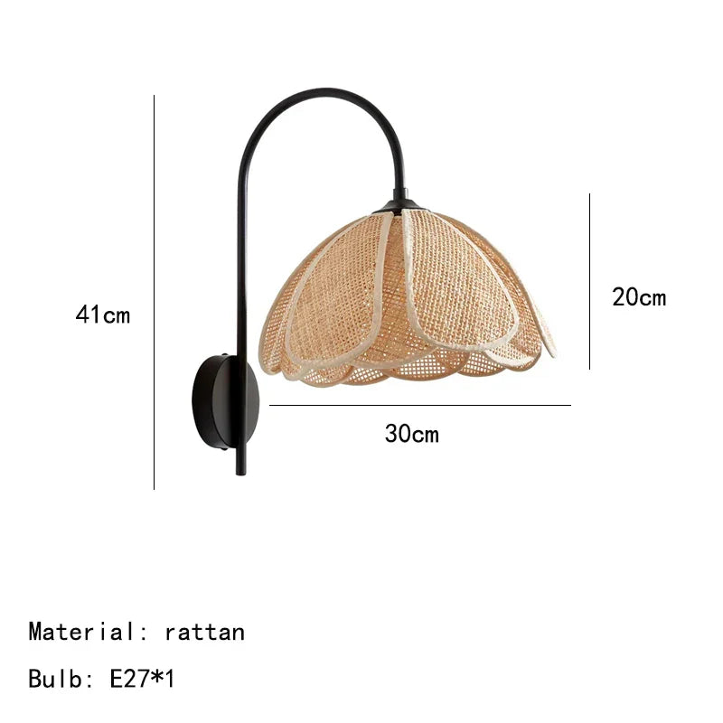 Korean Rattan Wall Sconce | Bedroom &amp; Bedside Lighting