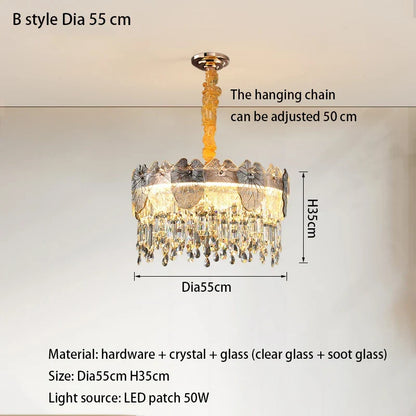 LED Modern Crystal Gold Chandelier | Kitchen Island Lighting