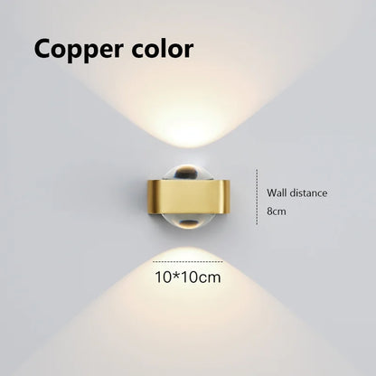 Square LED Modern Copper Wall Sconce | Bedroom Lighting
