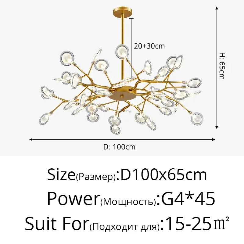 LED Minimalist Modern Gold Chandelier | Bedroom Lighting