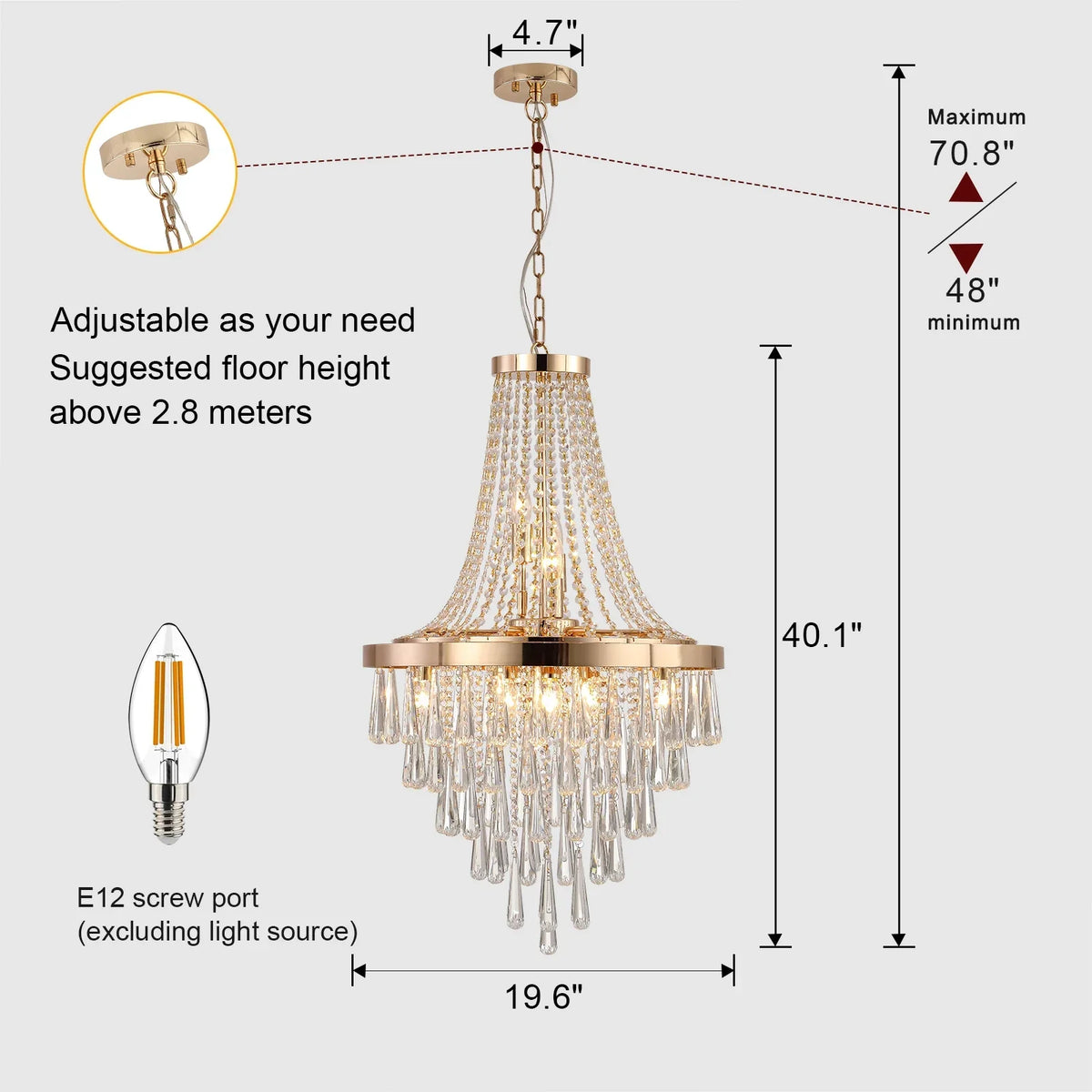 Arabelle Crystal Gold Chandelier | Dining Room Lighting