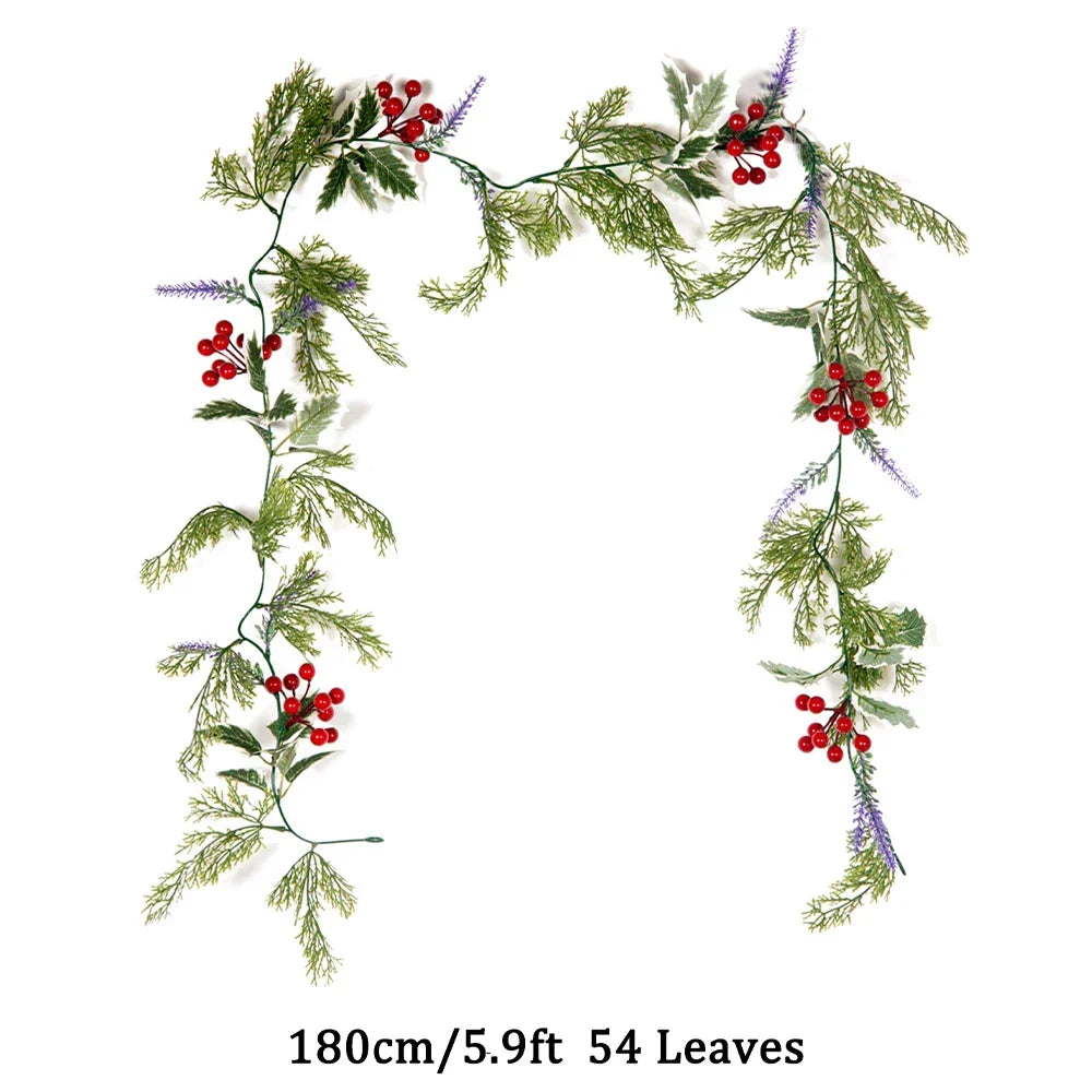 Dlight Decor 180cm Christmas Vine with Pine Leaves and Red Berries