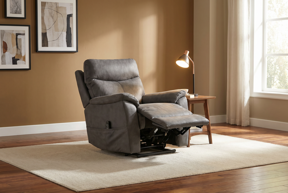Serenity Slate Grey Ultra Infinite Position Lift Chair with Power Headrest, Heat, Massage &amp; Wireless Charging