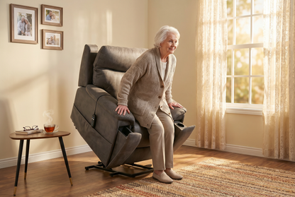 Serenity Slate Grey Ultra Infinite Position Lift Chair with Power Headrest, Heat, Massage &amp; Wireless Charging