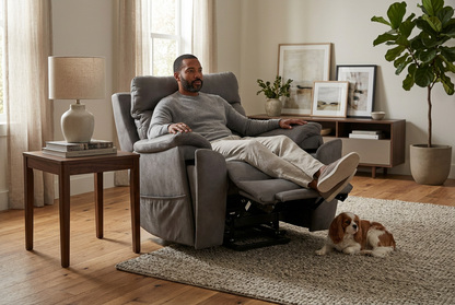 Serenity Slate Grey Ultra Infinite Position Lift Chair with Power Headrest, Heat, Massage &amp; Wireless Charging