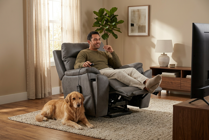 Serenity Slate Grey Ultra Infinite Position Lift Chair with Power Headrest, Heat, Massage &amp; Wireless Charging
