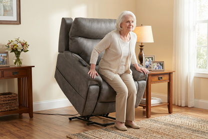 Serenity Slate Grey Ultra Infinite Position Lift Chair with Power Headrest, Heat, Massage &amp; Wireless Charging