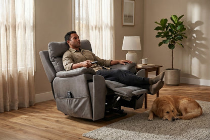 Serenity Slate Grey Ultra Infinite Position Lift Chair with Power Headrest, Heat, Massage &amp; Wireless Charging