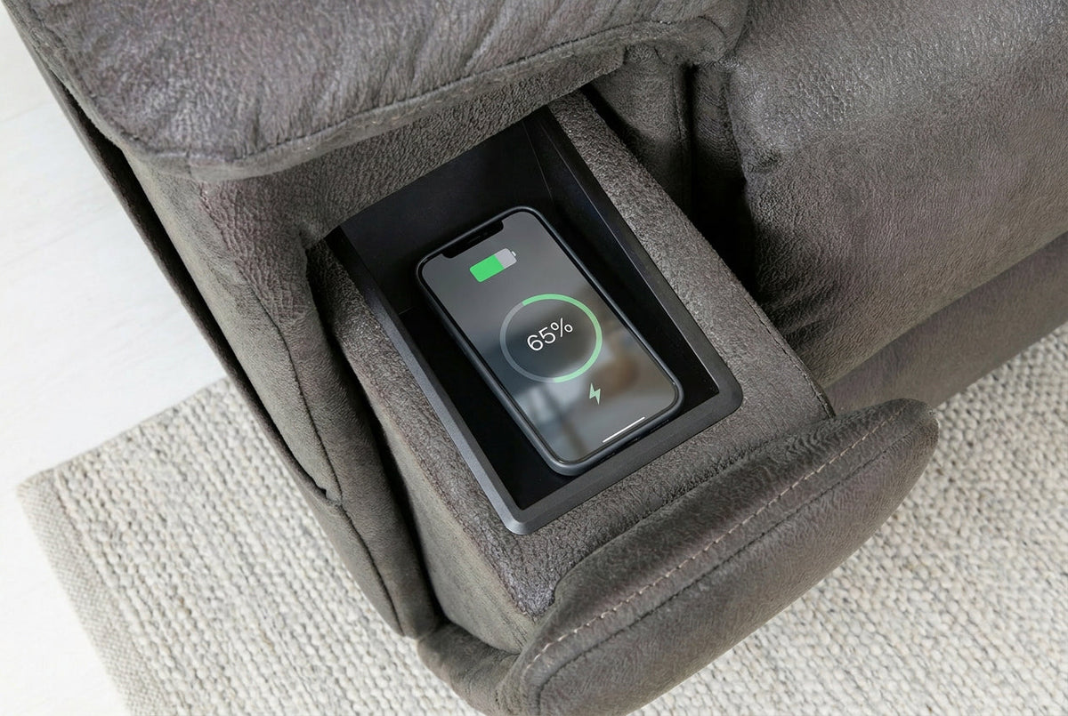 Serenity Slate Grey Ultra Infinite Position Lift Chair with Power Headrest, Heat, Massage &amp; Wireless Charging