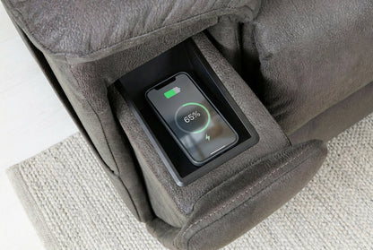 Serenity Slate Grey Ultra Infinite Position Lift Chair with Power Headrest, Heat, Massage &amp; Wireless Charging