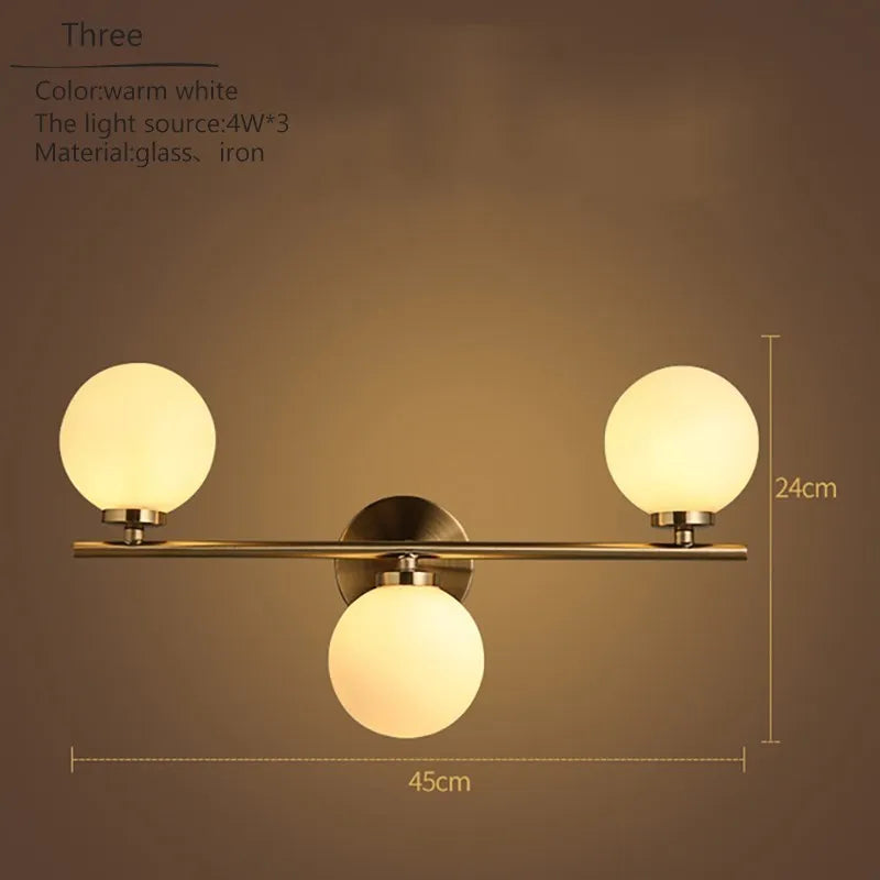 Nordic Glass LED Vanity Light | Modern Bathroom Lighting
