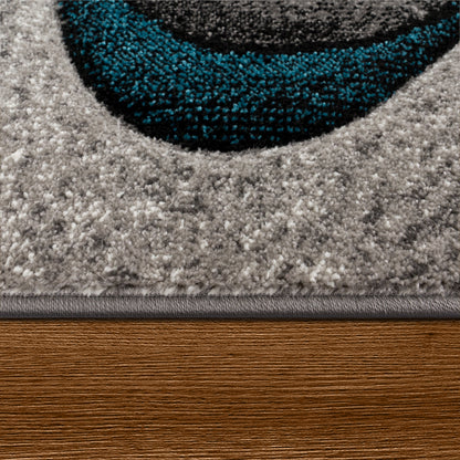 Modern Living Room Rug Brilliance Abstract Design - Grey Blue