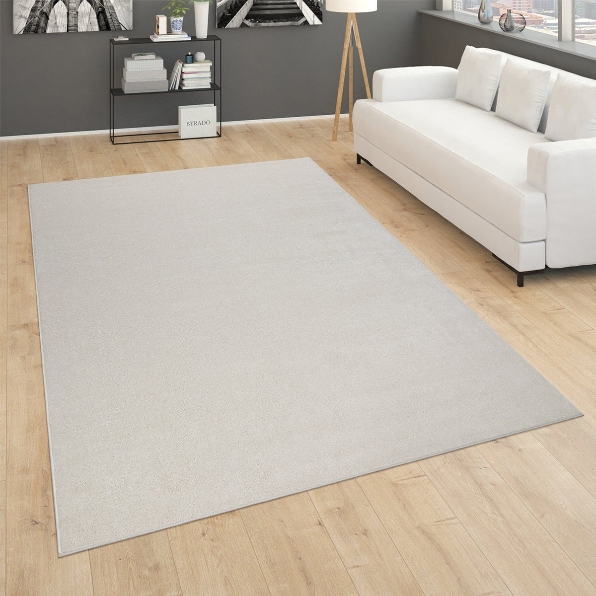 Solid Flatweave Rug Porto for Living Room - Cream