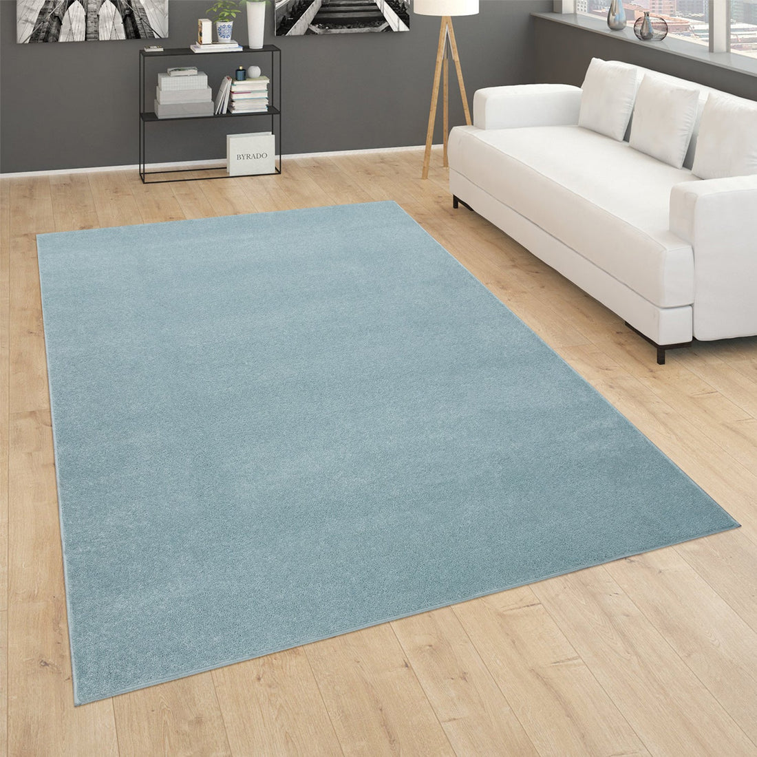 Solid Flatweave Rug Porto for Living Room - Light Blue