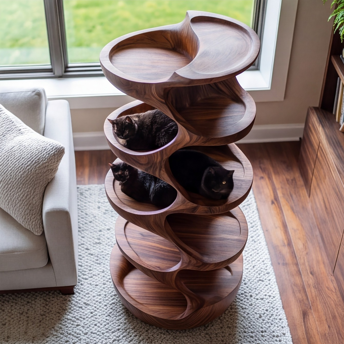 Virex Sculpted Solid Wood Tree-Inspired Cat Tree Shelf