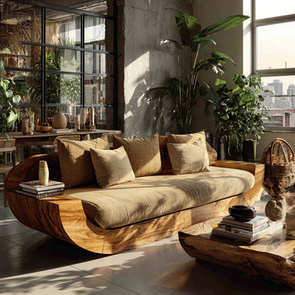 Vireza Sculpted Solid Wood Sofa