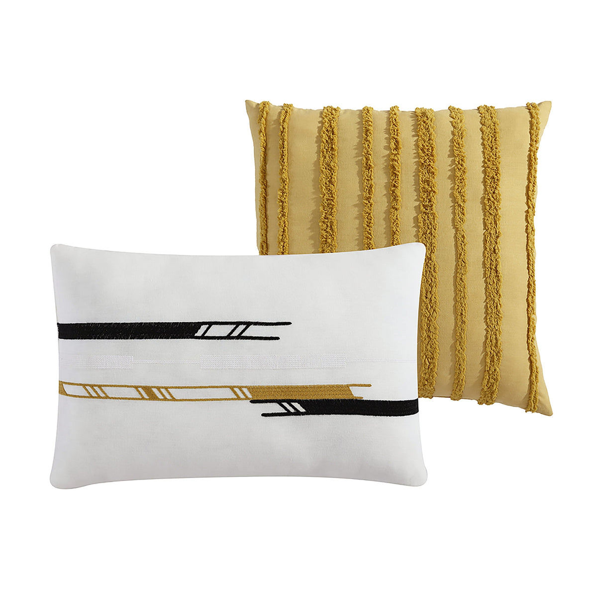 Ivory Cotton Comforter Cover Set with Decorative Pillows - King