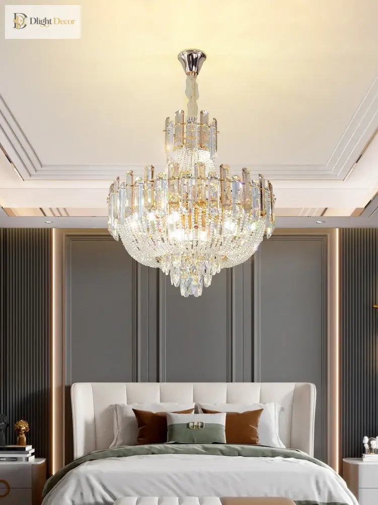 Adjustable Modern Crystal Chandelier | Bedroom Lighting